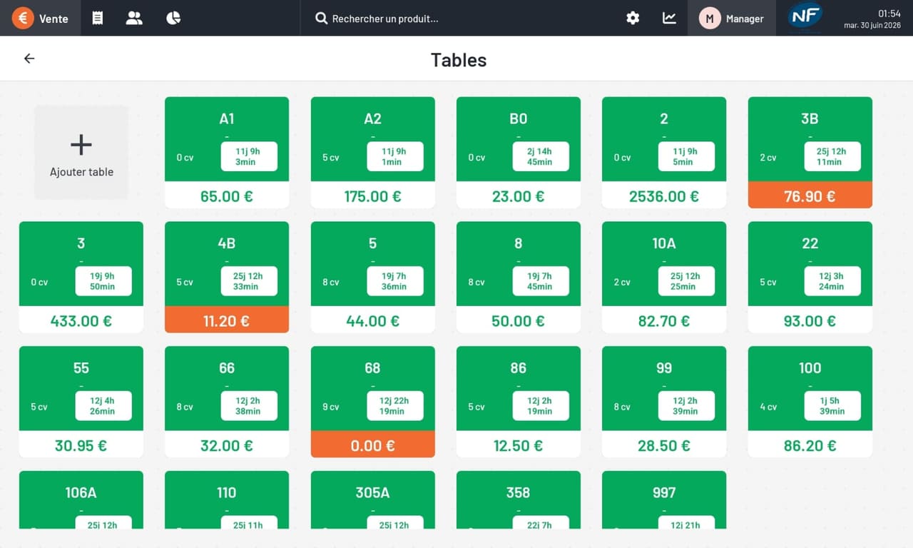 Plan de salle klikx sur tablette